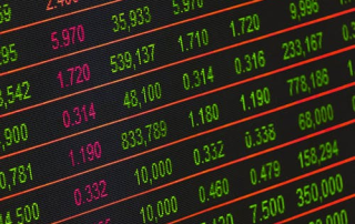 monitor view of stock tickers